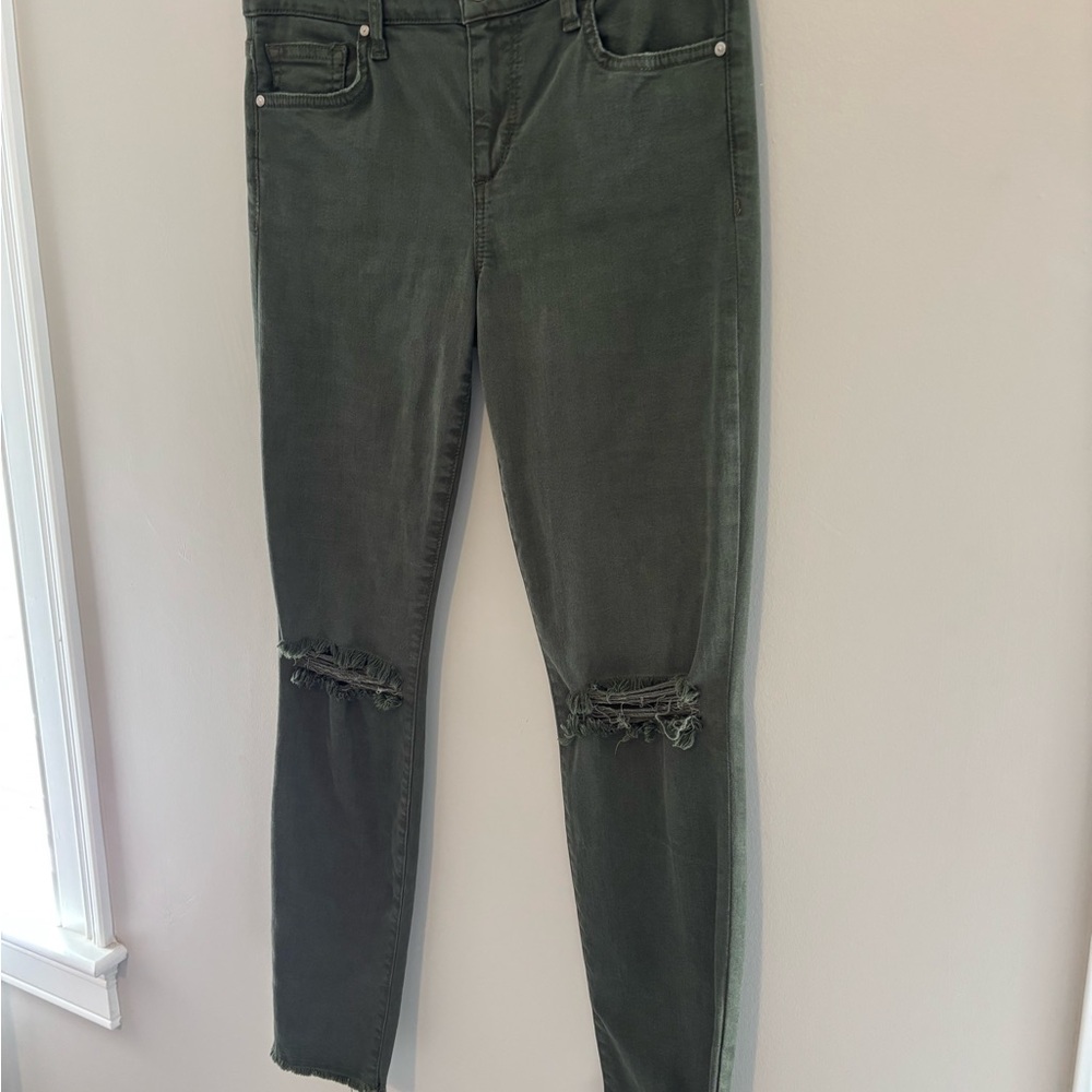 Joe's Jeans Dark Green Distressed Skinny Jeans